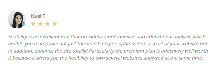 Kajal S - Seobility is an excellent tool that provides comprehensive and educational analysis.