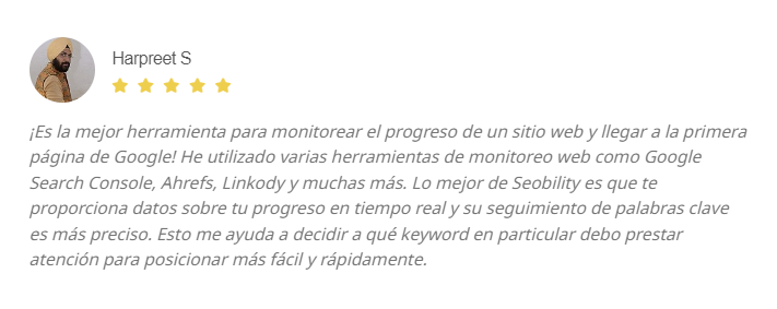 Harpreet S - ¡La mejor herramienta para seguir el progreso de tu sitio web y llegar a la primera página de Google!