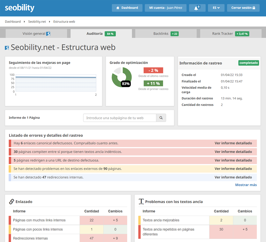 Auditoría de la estructura de una web